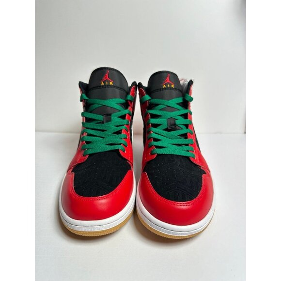Air Jordan 1 Mid SE (GS) Size 6Y/WMNS 7.5 Black/Fire Red-White-Mala DQ8418-006 - Picture 7 of 13